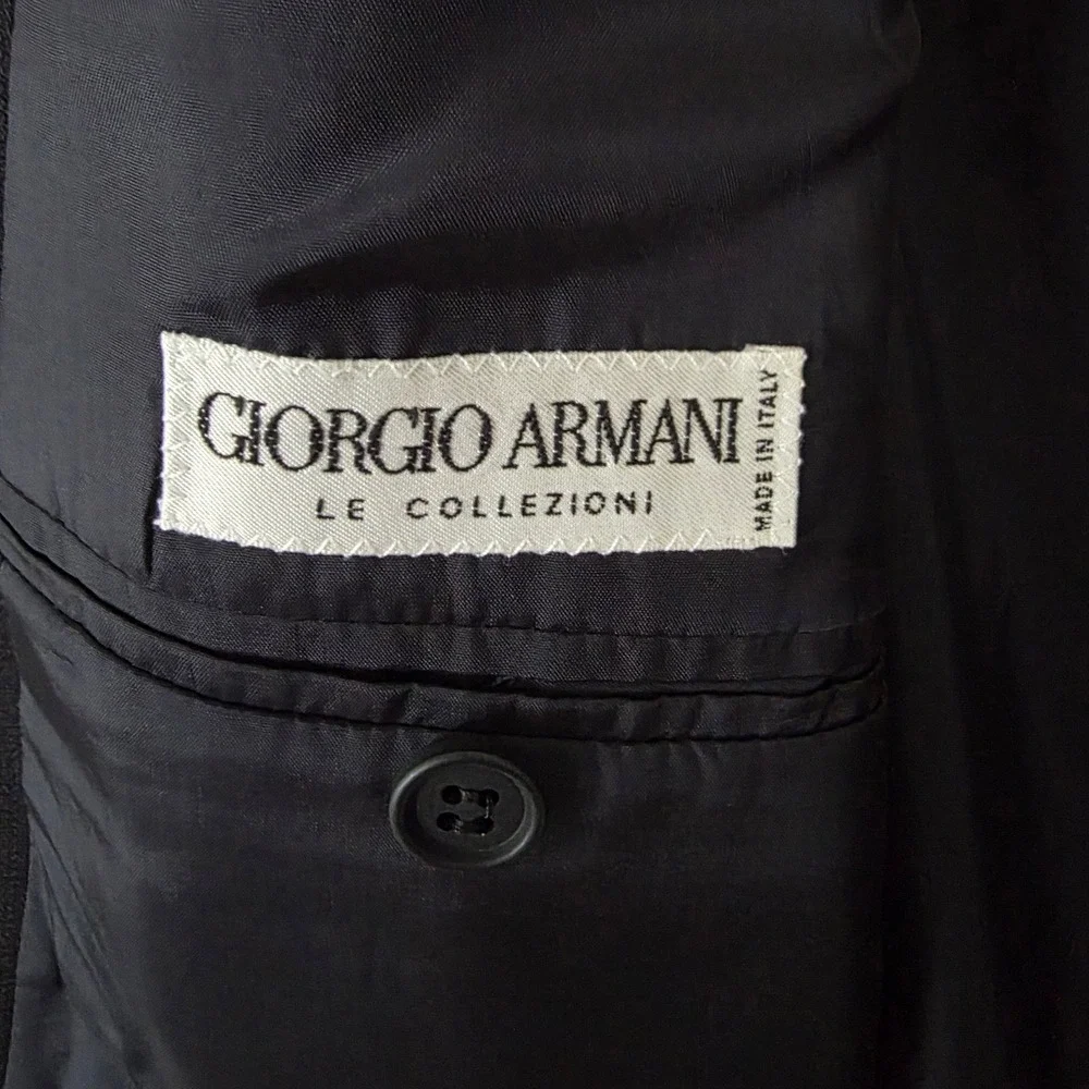 Giorgio Armani Blazer Mens 54R Gray Le Collezioni Virgin Wool‎ Herringbone Italy